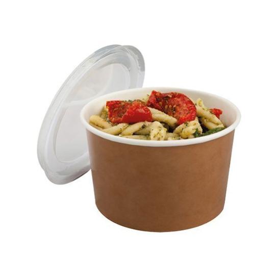 Round Kraft Salad Bucket with PET Lid Included 40oz D:7.2in H:2.6in - 25  pcs - BioandChic