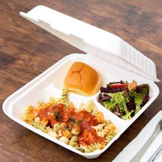 Compostable Bagasse Box with 3 Sections