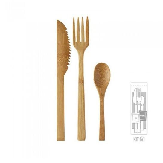 Bamboo Cutlery Set - Fork, Knife, Salt & Pepper