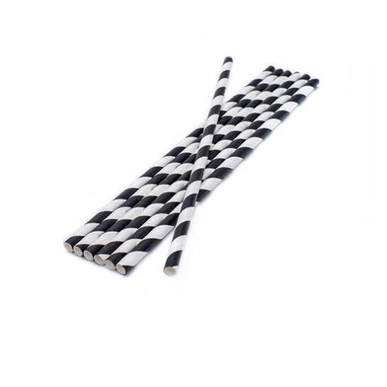 Jumbo Paper Straws Black Stripes