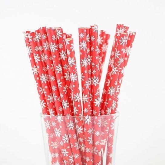 Jumbo Paper Straws Snow Flakes