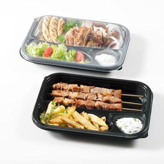 PP Lid for Microwaveable Container 695ml with 3 compartments